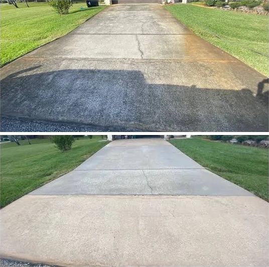 Before and after driveway cleaning comparison supplied by Hector
