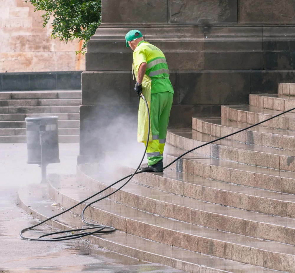 Pressure washing a hard surface
